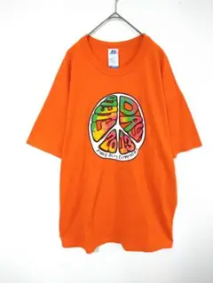美品　ラッセル　Tシャツ　メンズXL　オレンジ色　2013年　前面プリント