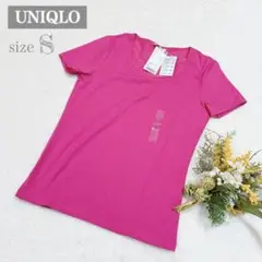 タグ付き【ユニクロ】UNIQLO ドライクルーネックTシャツ 半袖 ピンク S