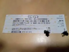 ウルフルズ ライブ チケット 1枚 11月13日 文化パルク城陽 1階席