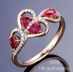 ❣️デザインリング❣️s925 18kゴールドコーティング ルビー ジルコニア