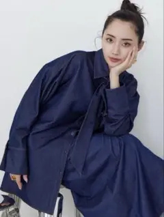 【未使用品】ラグナムーン 柳橋唯コラボ ワイドスリーブタイネックシャツ