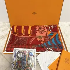 Hermes カレ140 カシミヤ シルク スカーフ 軍旗 カレジェアン140