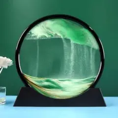 サンドピクチャー　緑　置物 神秘的 動くアート 流砂絵　サンドアート
