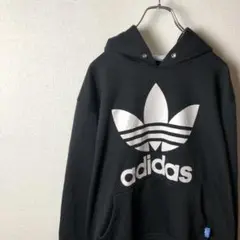 adidas フード付きパーカー ブラック 古着