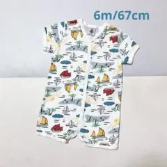 PETITBATEAU プチバトー　ヨットプリントショートロンパース　6m