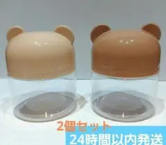 クマ耳付き収納容器 2個セット　小物入れ　お菓子入れ　綿棒ケース　透明