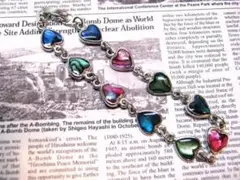 夏アクセ♪ 天然貝のシェルハートシルバーブレスレット
