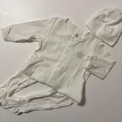 プチバトー　足つきロンパース 帽子セット