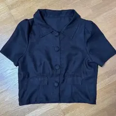 【美品】ブラック　半袖シャツ ショート丈　半袖カーディガン