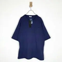 a.v.v HOMME【XL】ネイビー 半袖 ニットTシャツ ポケット付