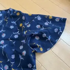 RETRO GIRL ネイビー花柄ロングワンピース