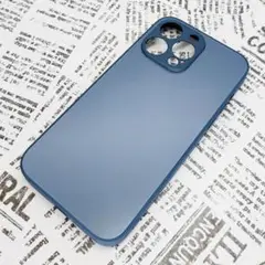 iPhone 14ProMax ガラス背面シリコンケース (27)ブルー