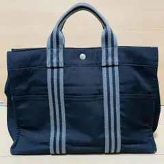 エルメス(Hermes) フール・トゥ MM キャンバス ハンドバッグ ブラック