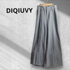 美脚 ワイドパンツ グレー スリット入り S/Mサイズハイウエストスラックス風