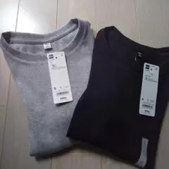 GU グレー ブラック半袖Tシャツ Sサイズ レディース 2枚セット