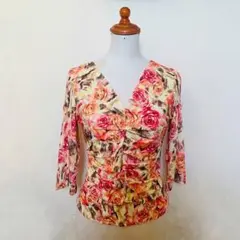 社交ダンス　トップス　ストレッチ　花柄　薔薇　カットソー　パーティー　練習着