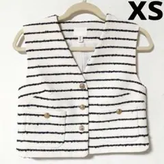 未使用　H＆M　ブークレベスト　ホワイト／ボーダー　xs