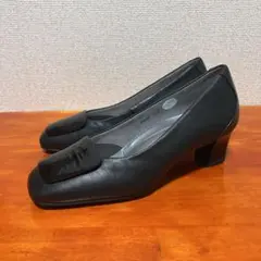 フィットフィット レザー 黒 ブラック 23cm パンプス