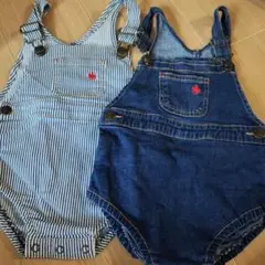 ストライプ・デニムロンパース2点セットPOLObaby