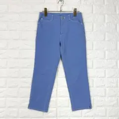 ビースリー【30】青 クロップドパンツ ストレッチ 後ろポケット刺繍入 春夏