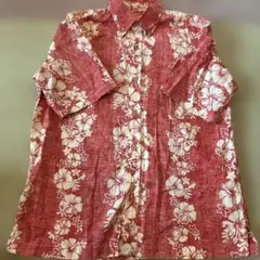 アロハシャツ Lサイズ 赤色花柄
