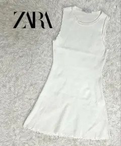 【良品】ZARA　ノースリーブニットワンピ　ひざ丈　カジュアル