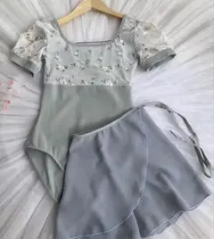 ミントグリーン 花柄刺繍 レオタード Sサイズ