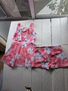 花柄 フリル 水着 2点セット 100cm