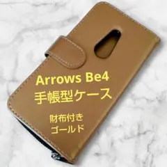 Arrows Be4 手帳型ケース 財布付き ゴールド