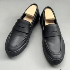 【未使用級】無印良品 コインローファー ビジネスシューズ 27cm 黒 未使用級】無印良品 コインローファー ビジネスシューズ 27cm 黒