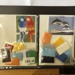 ハンドメイド　インコ　砂絵キット　空飛ぶイルカ　カラーサンド