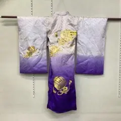着物 男の子 七五三 鬼滅 コスプレ リメイク レトロ アンティーク 紫 銀