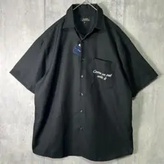 豪華 狼 バック刺繍 シャツ 黒 半袖 新品