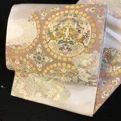 【着】7026h 袋帯 お洒落柄 丸文様