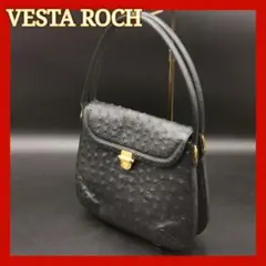 VESTA ROCH ハンドバッグ オーストリッチ型押し 黒
