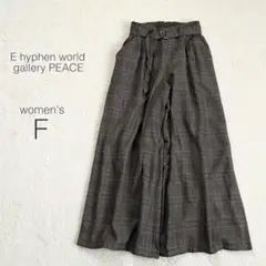 【イーハイフンワールド】ワイドパンツ グレンチェック スカンツ カジュアル 上品