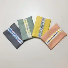 フェイクレザー ポケットティッシュケース 4個セット ハンドメイド