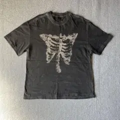 韓国　グレー 骨格プリント Tシャツ L