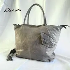 【Dakota】ダコタ 灰色 レザーバッグ 2way 美品 マザーズバッグ