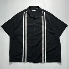 半袖シャツ ラインシャツ 黒 2XL ブラック ボックスシルエット 6739