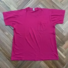 USA製　フルーツオブザルーム 無地 ポケット Tシャツ XL ピンク
