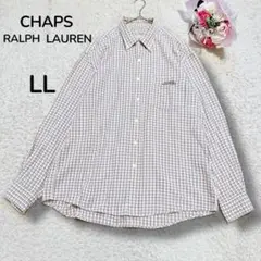 【CHAPS ラルフローレン】メンズ　ボタンダウン　チェック　長袖シャツ　LL