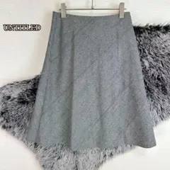 ●美品【アンタイトル】カシミア混　ネップツイード　パネルフレアスカート（2)秋冬