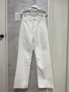 ホワイト ワイドデニムパンツ