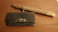 提げ物 時代金具 キセル 煙管 龍 獅子 金工 竹編筒 江戸期 1客