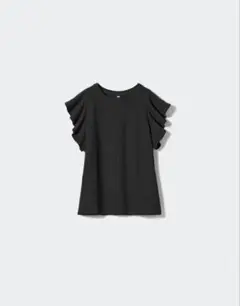 UNIQLO ラッフルスリーブT (BLACK)