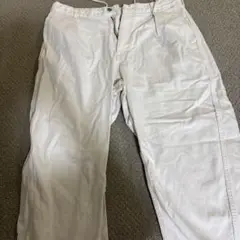 ホワイト ワークパンツ ゴムウエスト
