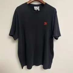 adidas アディダス ブラック Tシャツ ロゴ刺繍 XL