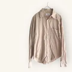 segue 【S相当】長袖シャツ　ベージュ系　細かいチェック柄　綿　春夏