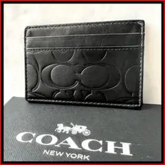美品 コーチ カードケース レザー ブラック coach シグネチャーエンボス